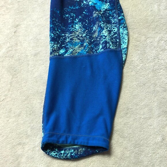 Athleta Blue Splatter Be Free Knicker Cropped Stretch Athletic Legging - Picture 9 of 13